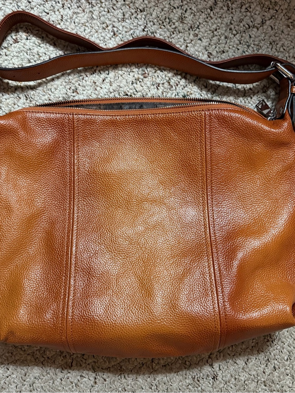 HESHE Genuine Leather Shoulder Hobo Bag in Brown